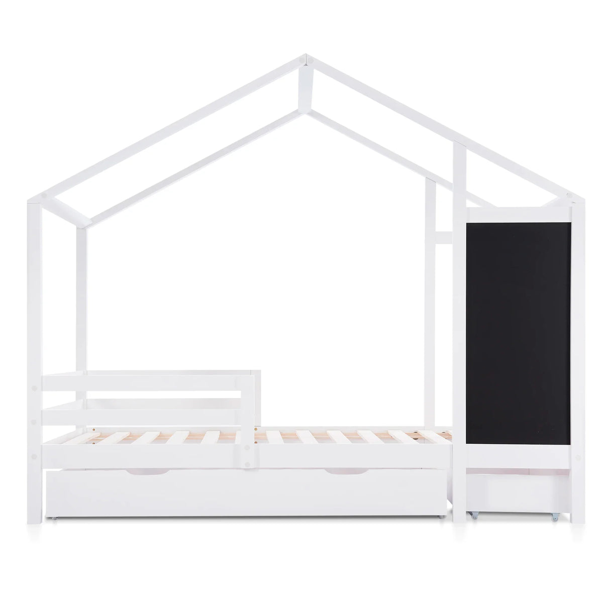 Lit cabane mezzanine toit avec 2 tiroirs 90x200 Lilla Kids