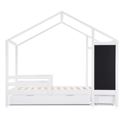 Lit cabane mezzanine toit avec 2 tiroirs 90x200 Lilla Kids