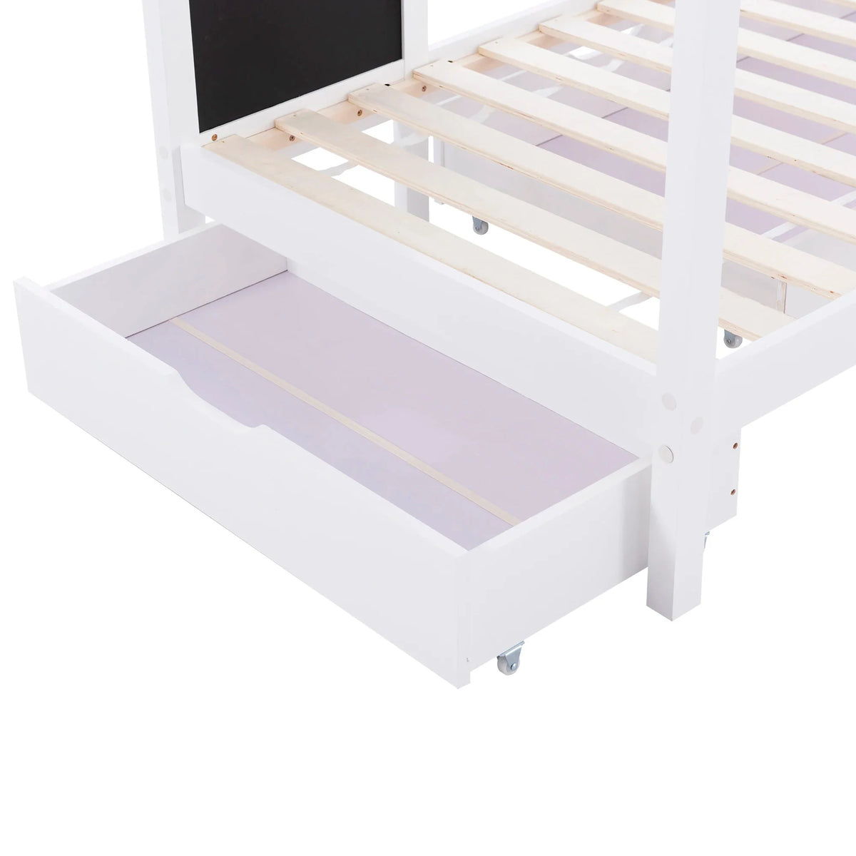 Lit cabane mezzanine toit avec 2 tiroirs 90x200 Lilla Kids