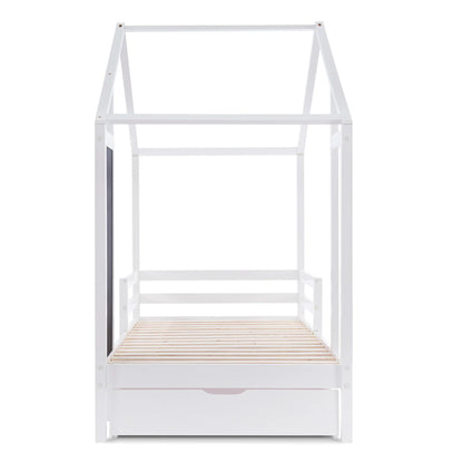 Lit cabane mezzanine toit avec 2 tiroirs 90x200 Lilla Kids