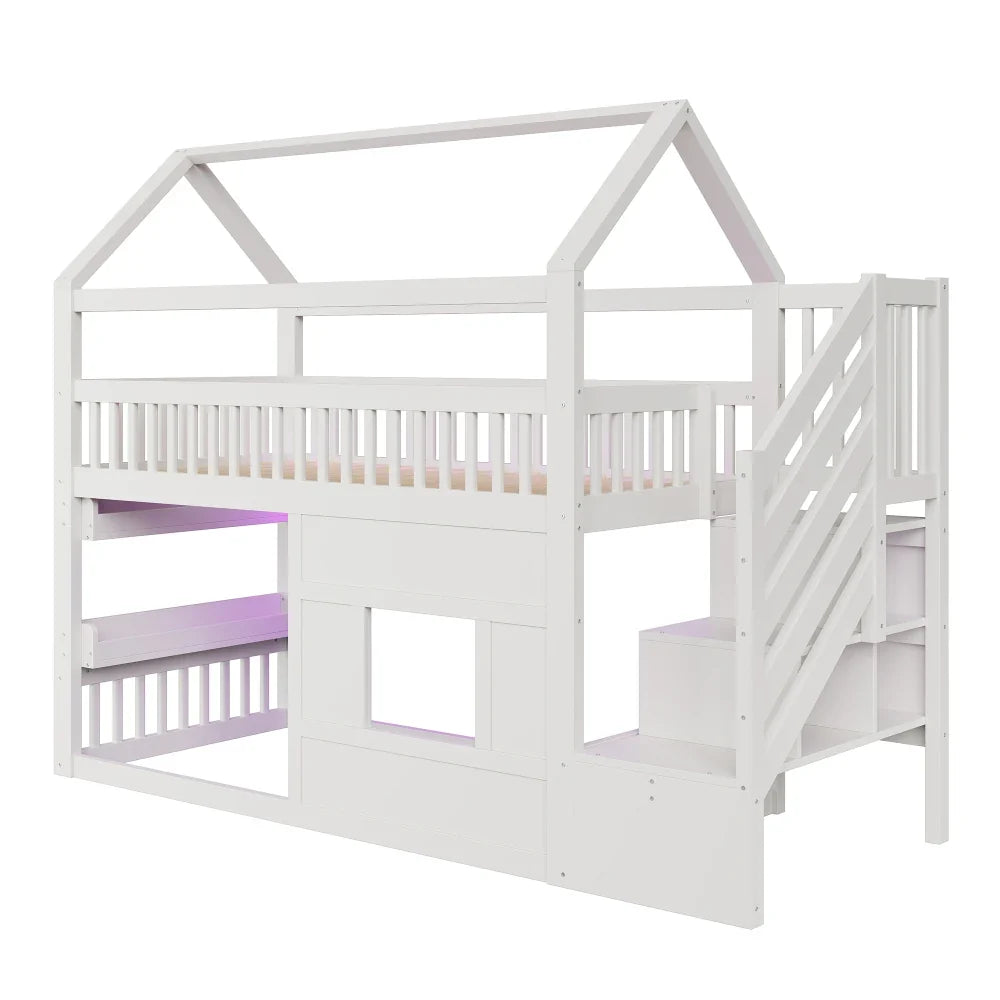 Lit cabane Montessori escalier évolutif étagère Lilla Kids