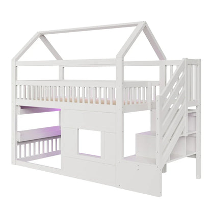Lit cabane Montessori escalier évolutif étagère Lilla Kids
