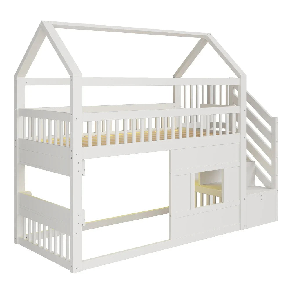 Lit cabane Montessori escalier évolutif étagère Lilla Kids