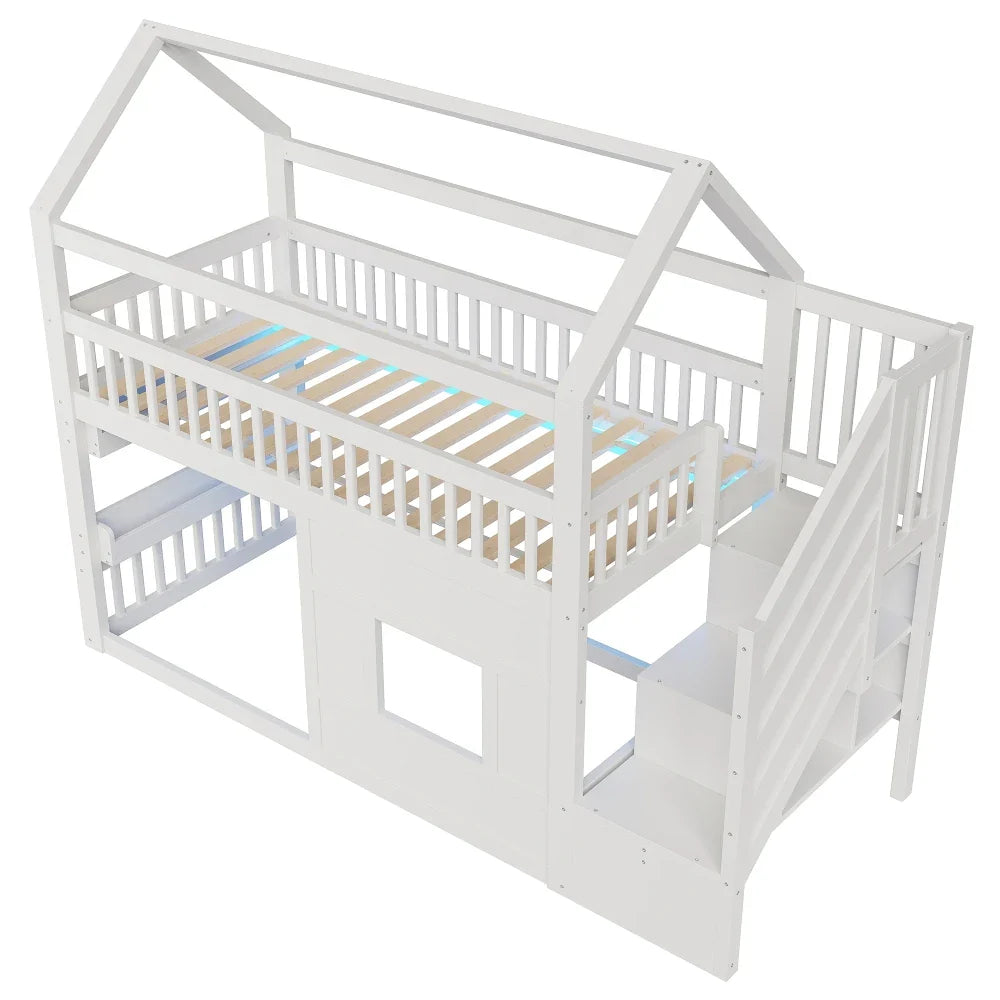 Lit cabane Montessori escalier évolutif étagère Lilla Kids