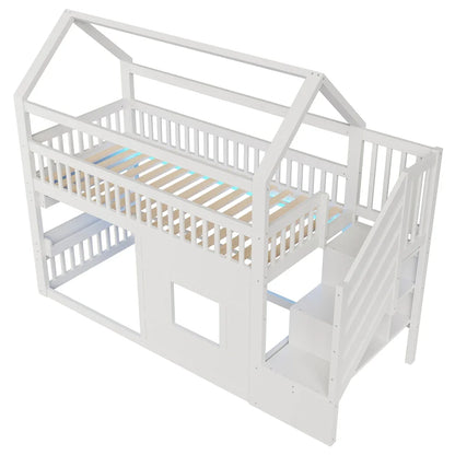 Lit cabane Montessori escalier évolutif étagère Lilla Kids