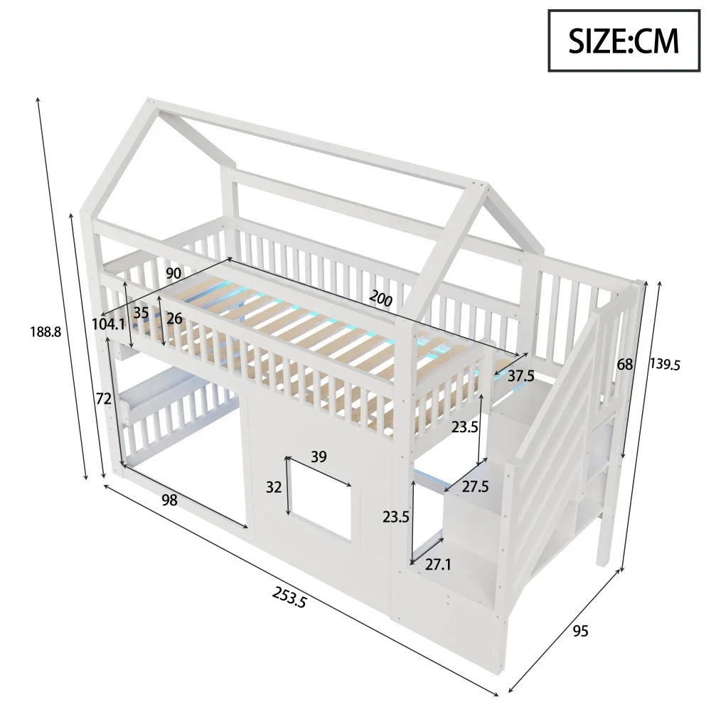 Lit cabane Montessori escalier évolutif étagère Lilla Kids