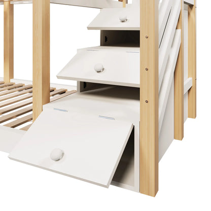 Lit cabane superposé escalier rangement intégré Lilla Kids