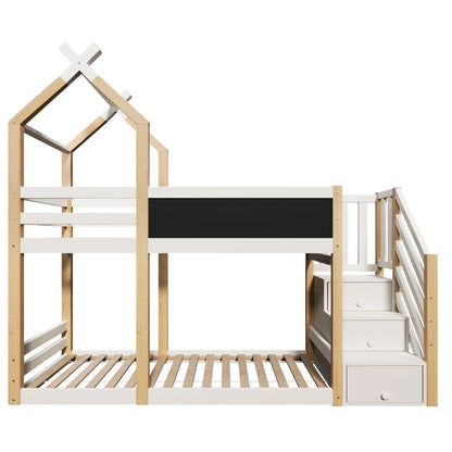 Lit cabane superposé escalier rangement intégré Lilla Kids