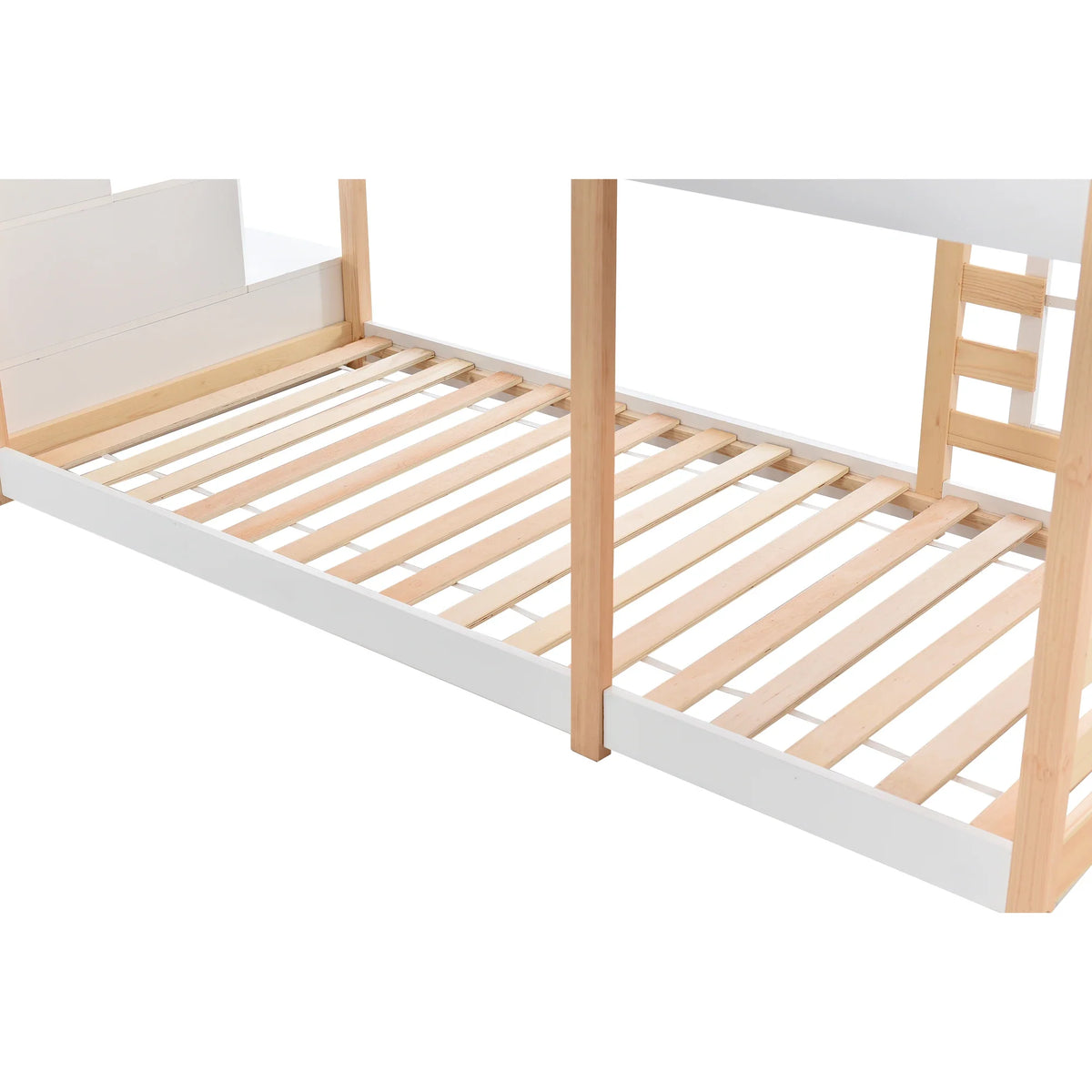 Lit cabane superposé fenêtre avec rangement 90x200 Lilla Kids