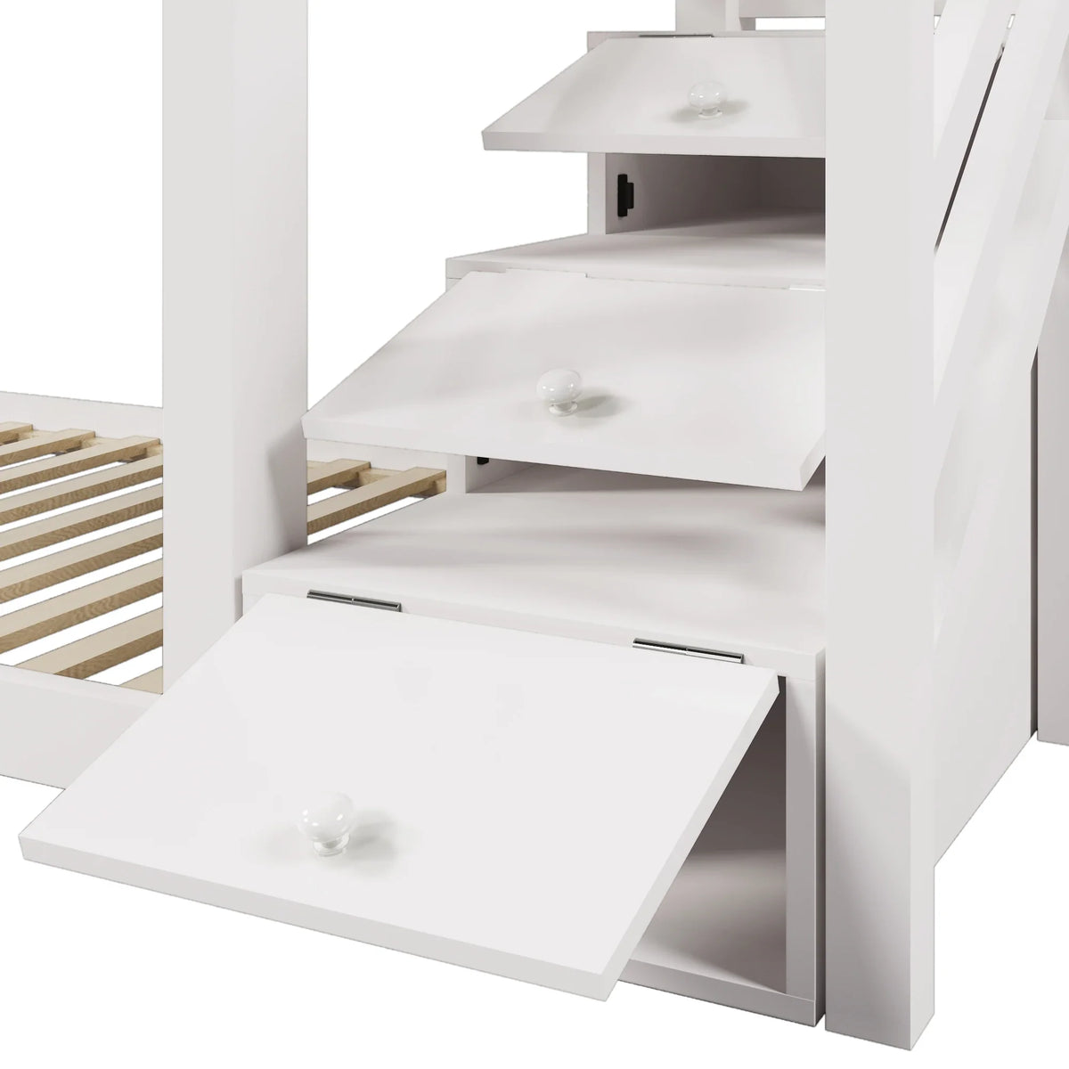 Lit cabane superposé toit avec rangement 90x200 Lilla Kids