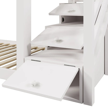 Lit cabane superposé toit avec rangement 90x200 Lilla Kids