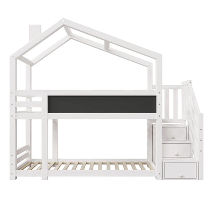 Lit cabane superposé toit avec rangement 90x200 Lilla Kids