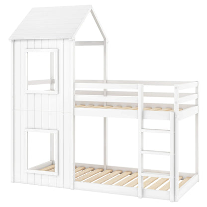 Lit cabane superposé toit fille et garçon 90x200 Lilla Kids