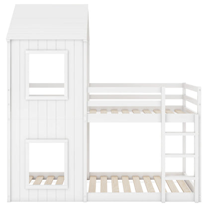 Lit cabane superposé toit fille et garçon 90x200 Lilla Kids