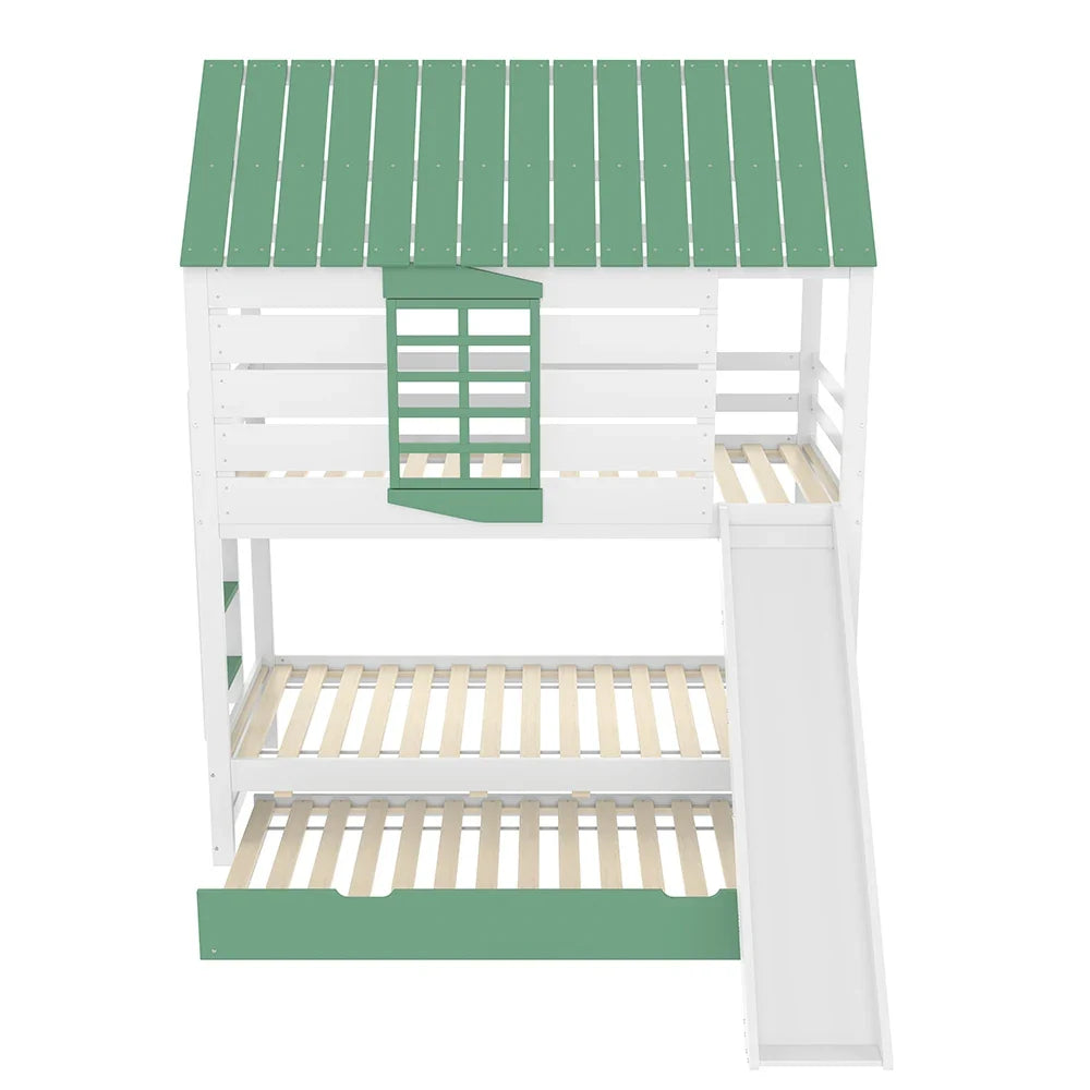 Lit cabane toboggan avec lit gigogne 90x200 Lilla Kids