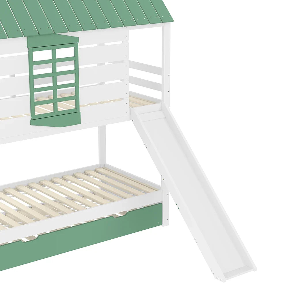 Lit cabane toboggan avec lit gigogne 90x200 Lilla Kids