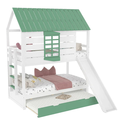 Lit cabane toboggan avec lit gigogne 90x200 Lilla Kids
