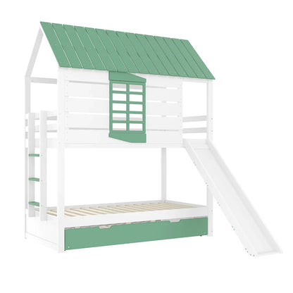 Lit cabane toboggan avec lit gigogne 90x200 Lilla Kids
