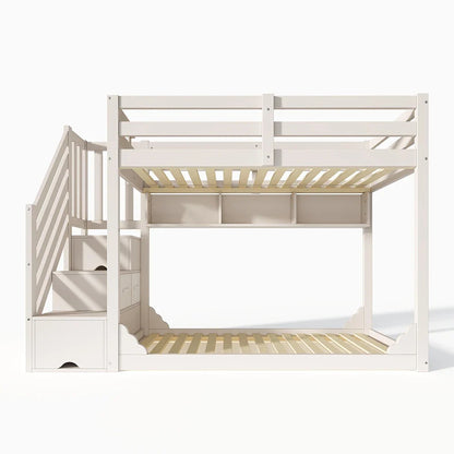 Lit cabane toit escalier tiroirs gain de place Lilla Kids
