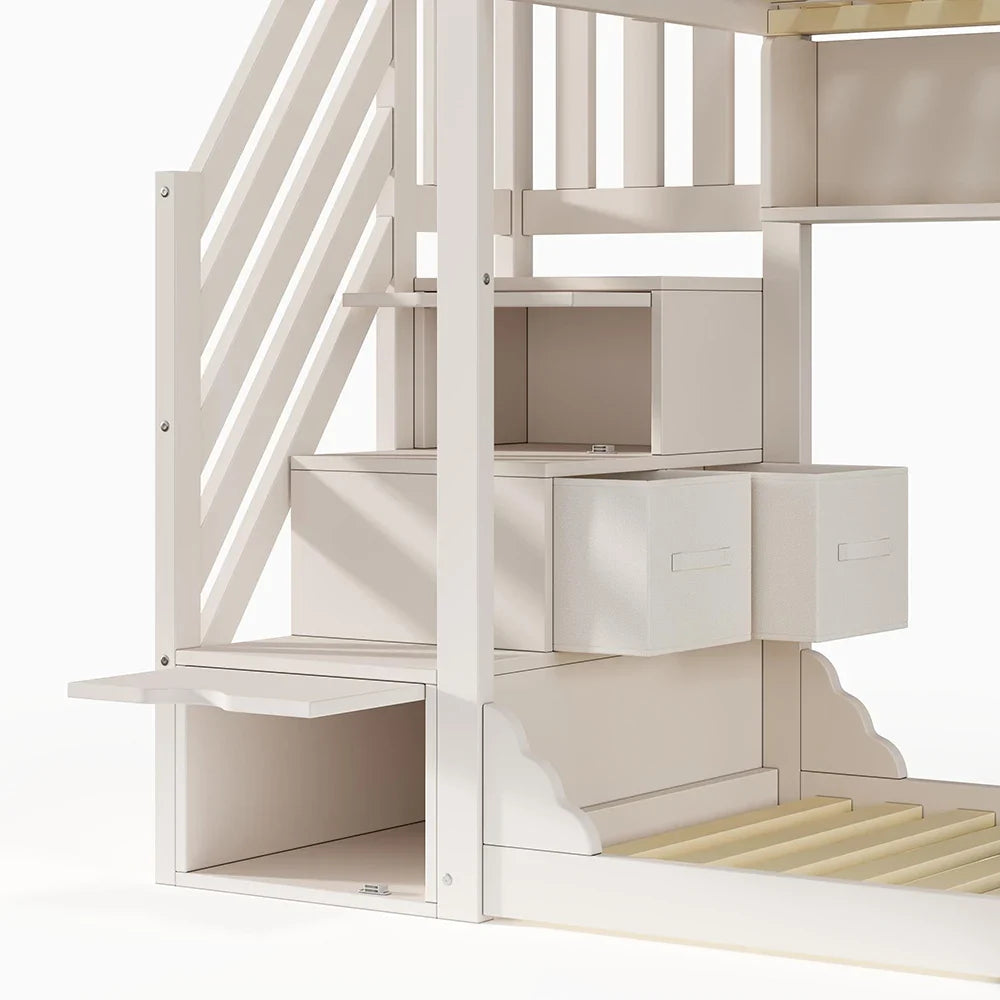 Lit cabane toit escalier tiroirs gain de place Lilla Kids