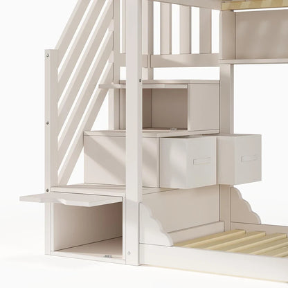 Lit cabane toit escalier tiroirs gain de place Lilla Kids
