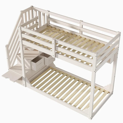 Lit cabane toit escalier tiroirs gain de place Lilla Kids