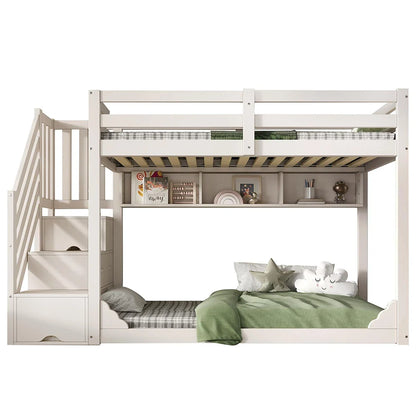 Lit cabane toit escalier tiroirs gain de place Lilla Kids