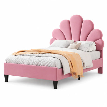 Lit d'appoint velours tête de lit fleur 140x200 Lilla Kids