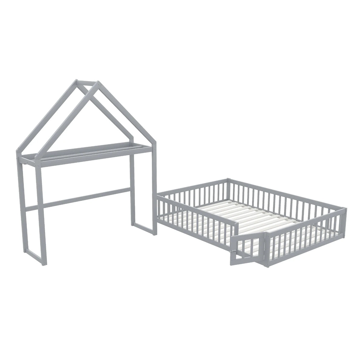 Lit enfant 140x200 avec toit bibliothèque amovible Lilla Kids