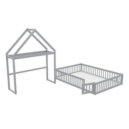 Lit enfant 140x200 avec toit bibliothèque amovible Lilla Kids