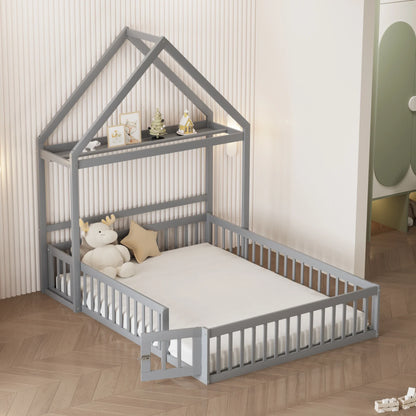 Lit enfant 140x200 avec toit bibliothèque amovible Lilla Kids