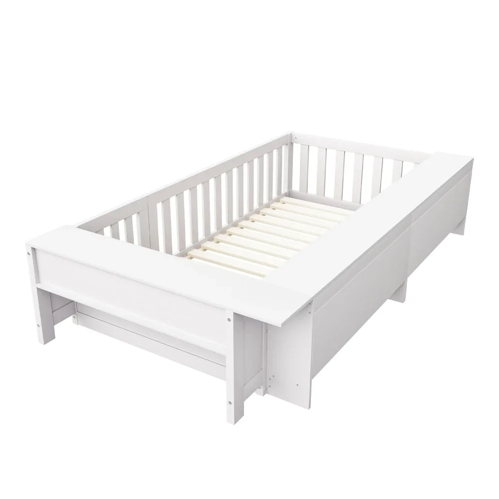 Lit enfant évolutif avec barrière et étagères Lilla Kids