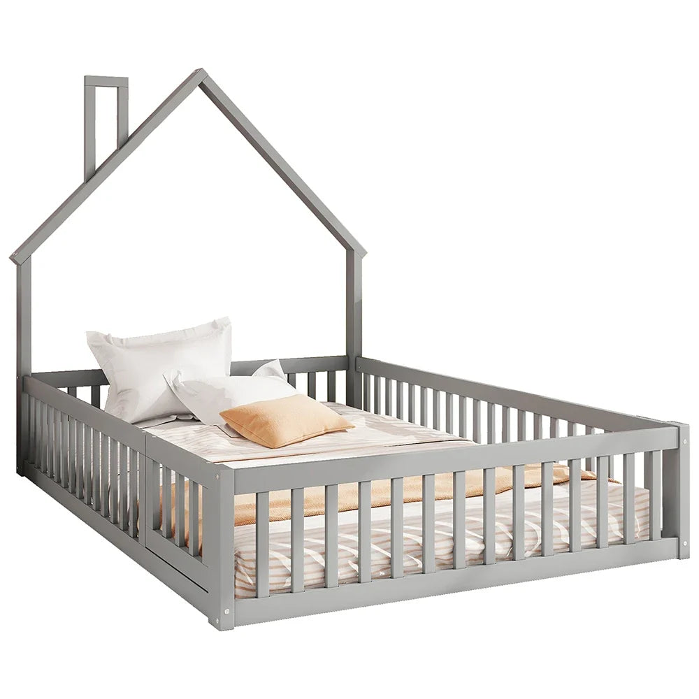 Lit enfant forme cheminée 140x190 avec barrière Lilla Kids