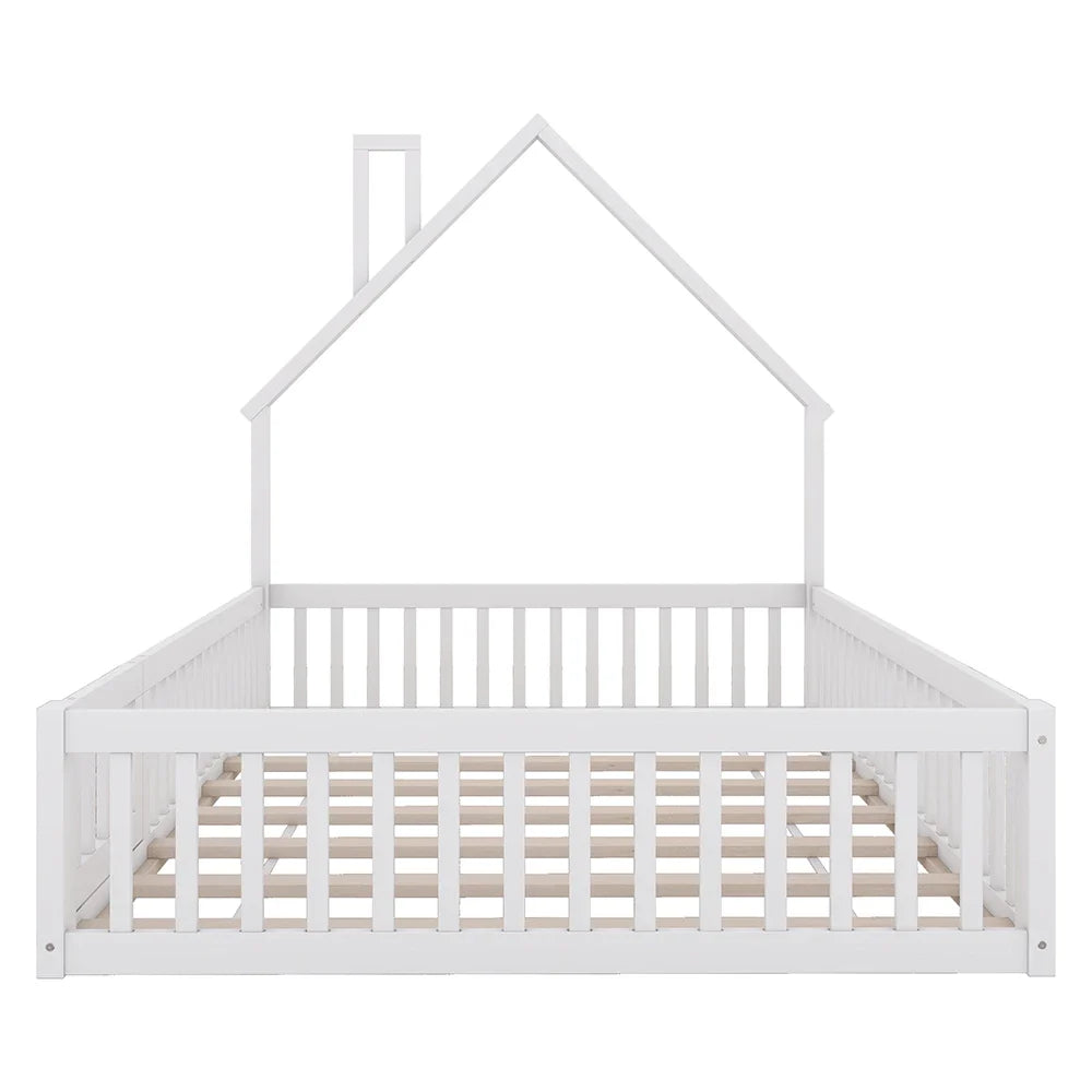 Lit enfant forme cheminée 140x190 avec barrière Lilla Kids