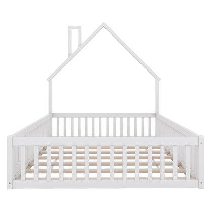 Lit enfant forme cheminée 140x190 avec barrière Lilla Kids