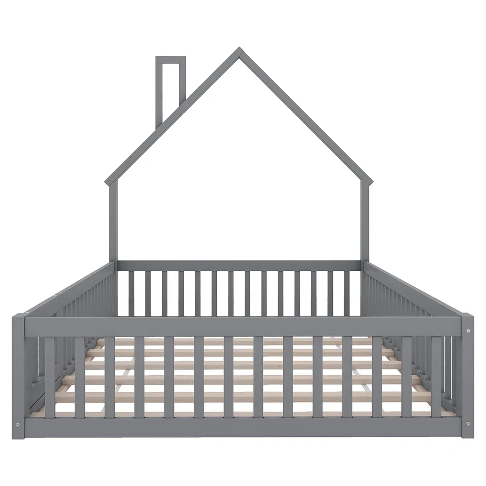 Lit enfant forme cheminée 140x190 avec barrière Lilla Kids