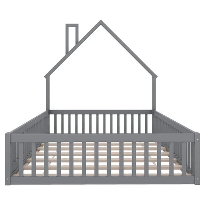 Lit enfant forme cheminée 140x190 avec barrière Lilla Kids
