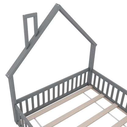 Lit enfant forme cheminée 140x190 avec barrière Lilla Kids
