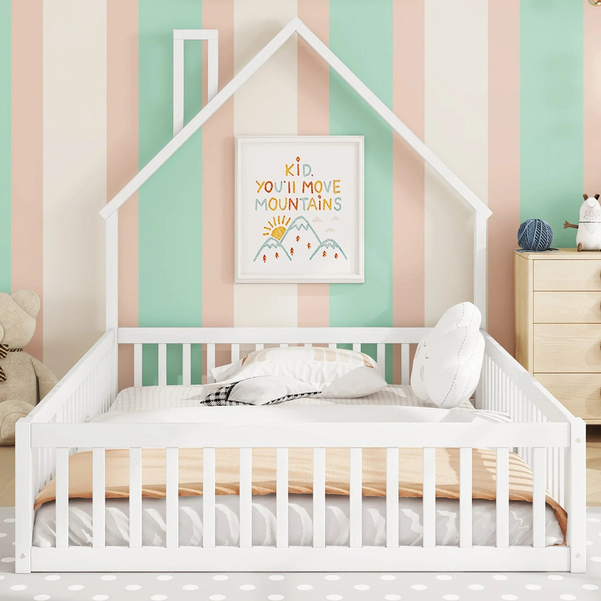 Lit enfant rembourré forme cheminée 140x200 Lilla Kids