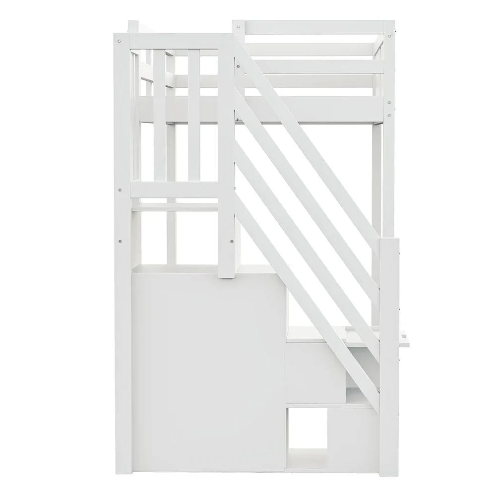 Lit mezzanine blanc barrière réversible 90x200 Lilla Kids