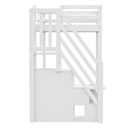 Lit mezzanine blanc barrière réversible 90x200 Lilla Kids
