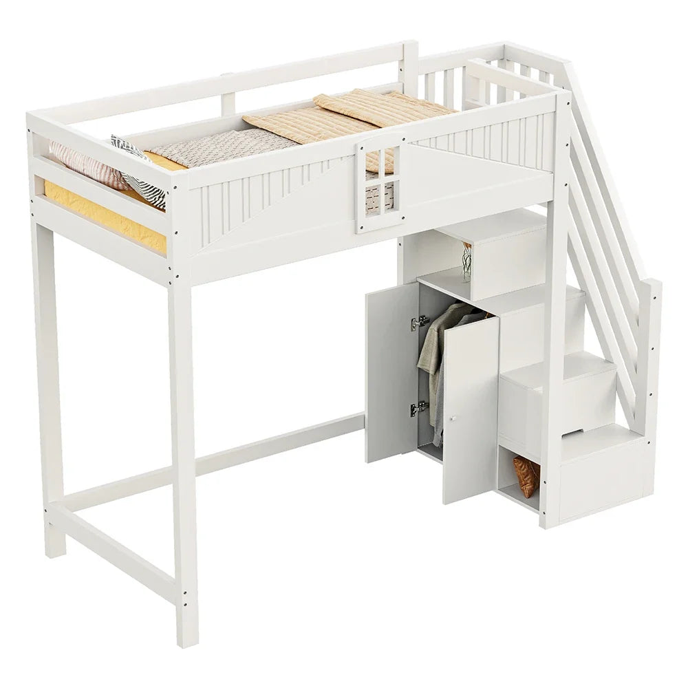 Lit mezzanine blanc barrière réversible 90x200 Lilla Kids