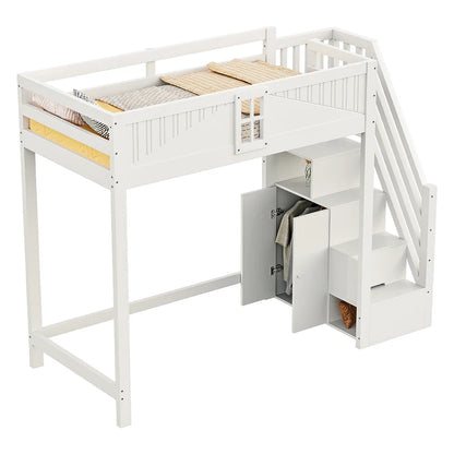 Lit mezzanine blanc barrière réversible 90x200 Lilla Kids