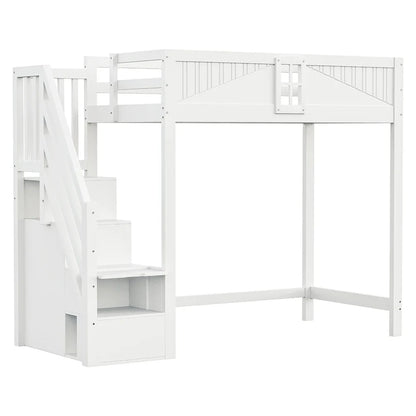 Lit mezzanine blanc barrière réversible 90x200 Lilla Kids