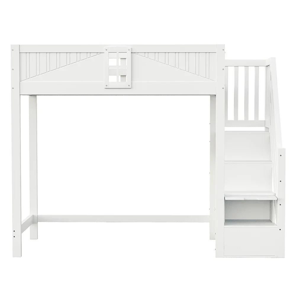 Lit mezzanine blanc barrière réversible 90x200 Lilla Kids