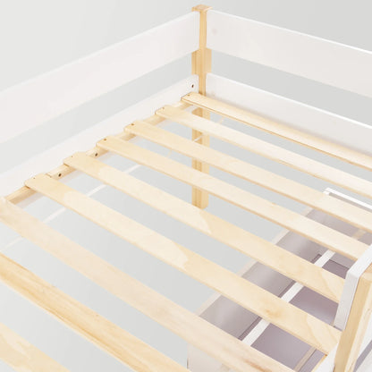 Lit mezzanine blanc et chêne tiroirs 90x200 Lilla Kids