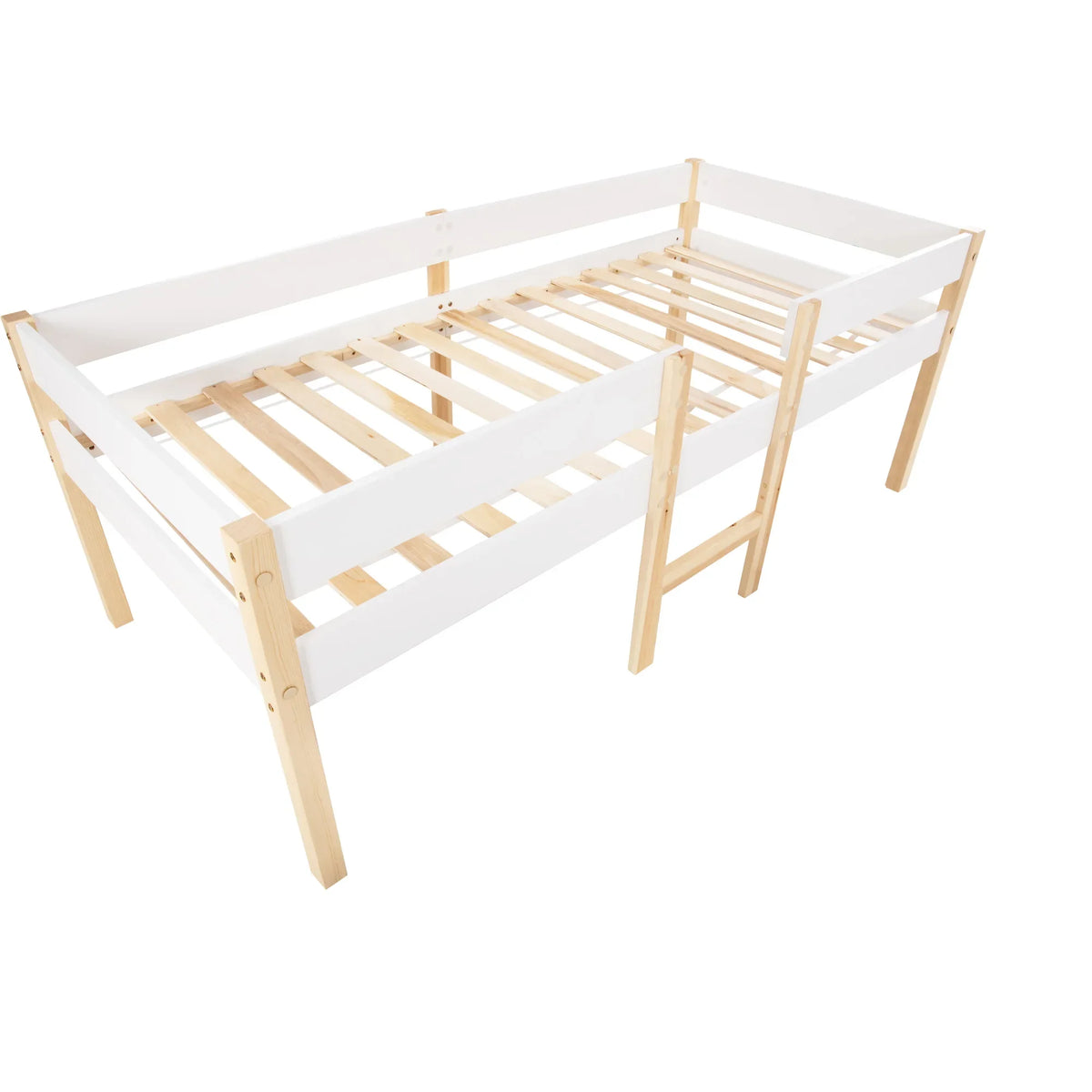 Lit mezzanine blanc et chêne tiroirs 90x200 Lilla Kids