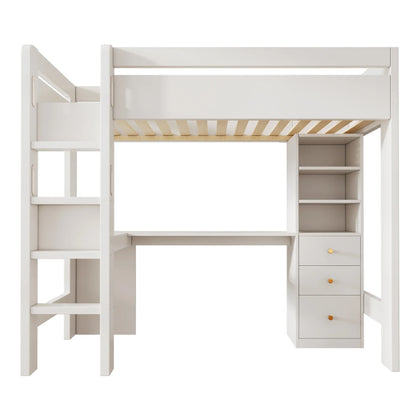 Lit mezzanine bureau d'angle USB et tiroirs 90x200 Lilla Kids