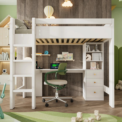 Lit mezzanine bureau d'angle USB et tiroirs 90x200 Lilla Kids