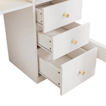Lit mezzanine bureau d'angle USB et tiroirs 90x200 Lilla Kids